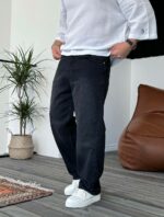 Мужские Черные Джинсы Багги - Широкие Джинсовые Штаны Прямого Кроя