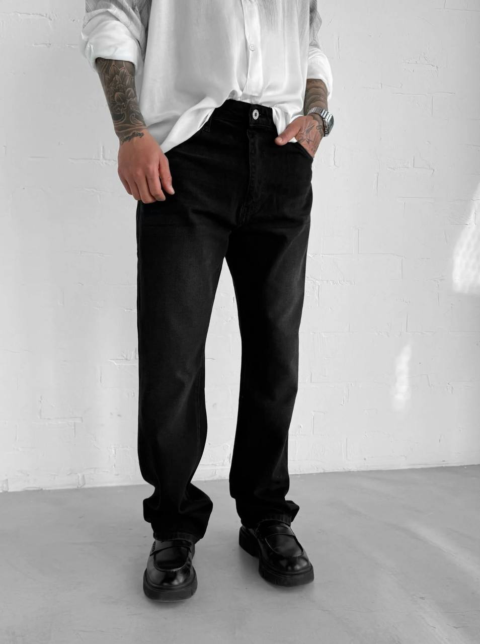 photo_2025-12-11_21-13-35 Мужские Черные Джинсы Багги - Джинсовые Штаны Широкие Прямые