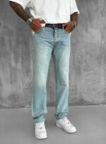 Мужские Голубые Джинсы Багги - Джинсовые Штаны Широкие Прямые