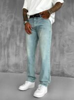 Мужские Голубые Джинсы Багги - Джинсовые Штаны Широкие Прямые