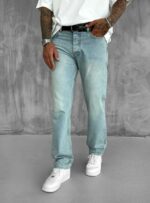 Мужские Голубые Джинсы Багги - Джинсовые Штаны Широкие Прямые