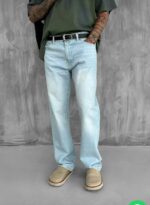 Мужские Светло-Голубые Джинсы Багги - Джинсовые Штаны Широкие Прямые