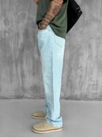 Мужские Светло-Голубые Джинсы Багги - Джинсовые Штаны Широкие Прямые