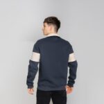 Мужской Утепленный Графитовый Свитшот Джемпер с Бежевыми Вставками и Воротником Поло