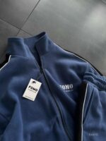 Мужской Теплый Флисовый Синий Костюм с Лампасами - Кофта под Горло на Молнии + Штаны Джоггеры