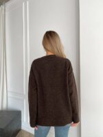 Женский Теплый Коричневый Свитер Оверсайз с Ромбом