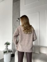 Женский Теплый Бежевый Свитер Оверсайз с Ромбом