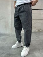 Мужские Широкие Графитовые Джинсы Баллоны Варенки - Джинсовые Штаны Balloon со Складками