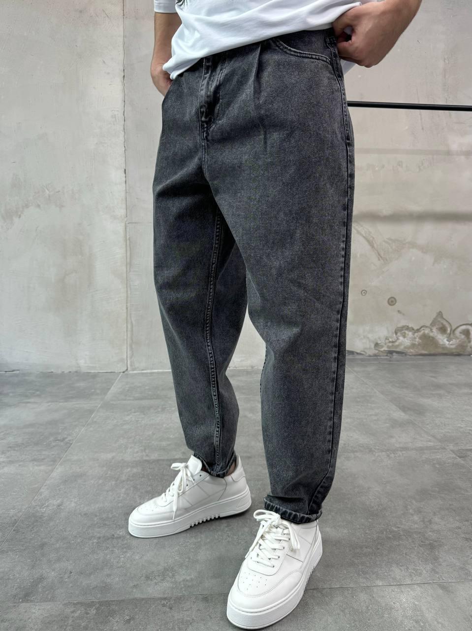 photo_2025-12-14_13-32-59 Мужские Широкие Графитовые Джинсы Баллоны Варенки - Джинсовые Штаны Balloon со Складками
