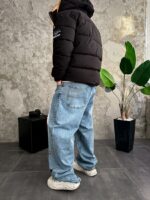 Мужская Зимняя Черная Куртка Пуховик Дутик с Капюшоном и Высоким Горлом