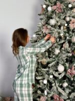 Женская Мятная Клетчатая Пижама (Рубашка + Штаны)