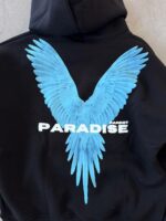 Мужское Утепленное Черное Худи на Флисе - Свободного Оверсайз Кроя с Ярким Принтом на Спине