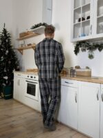 Мужская Графитовая Клетчатая Пижама Двойка Хлопок