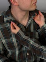 Мужская Шоколадная Клетчатая Пижама Двойка Хлопок