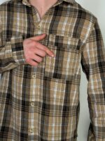 Мужская Бежевая Клетчатая Пижама Двойка Хлопок