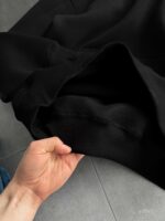 Мужское Черное Худи Утепленное на Флисе - Оверсайз с Вышивкой на Спине