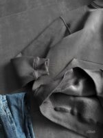 Мужское Темно-Серое Худи Утепленное на Флисе - Оверсайз с Вышивкой на Спине