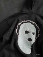 Мужское Графитовое Худи Утепленное на Флисе - Оверсайз с Вышивкой на Спине