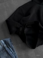 Мужское Черное Худи на Флисе с Вышивкой - Утепленное Свободного Кроя