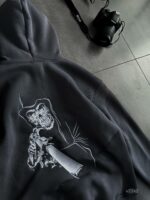 Мужское Графитовое Худи на Флисе с Вышивкой - Утепленное Свободного Кроя