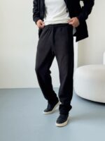 Мужские Теплые Широкие Черные Спортивные Штаны Багги