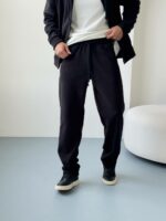 Мужские Теплые Широкие Черные Спортивные Штаны Багги