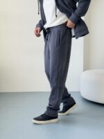 Мужские Теплые Широкие Темно-Серые Спортивные Штаны Багги