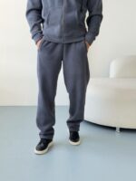 Мужские Теплые Широкие Темно-Серые Спортивные Штаны Багги