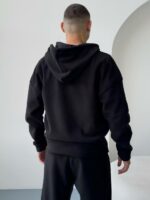 Мужская Теплая Черная Зип Кофта - Флисовое Худи на Молнии с Капюшоном