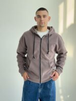 Мужская Теплая Зип Кофта Мокко - Флисовое Худи на Молнии с Капюшоном