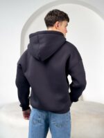 Мужская Теплая Графитовая Кофта Зипка на Флисе - Худи Свободного Кроя на Молнии