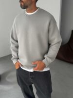 Мужской Утепленный Серый Свитшот Оверсайз с Начесом