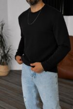 Мужской Базовый Черный Лонгслив