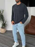 Мужской Базовый Графитовый Лонгслив