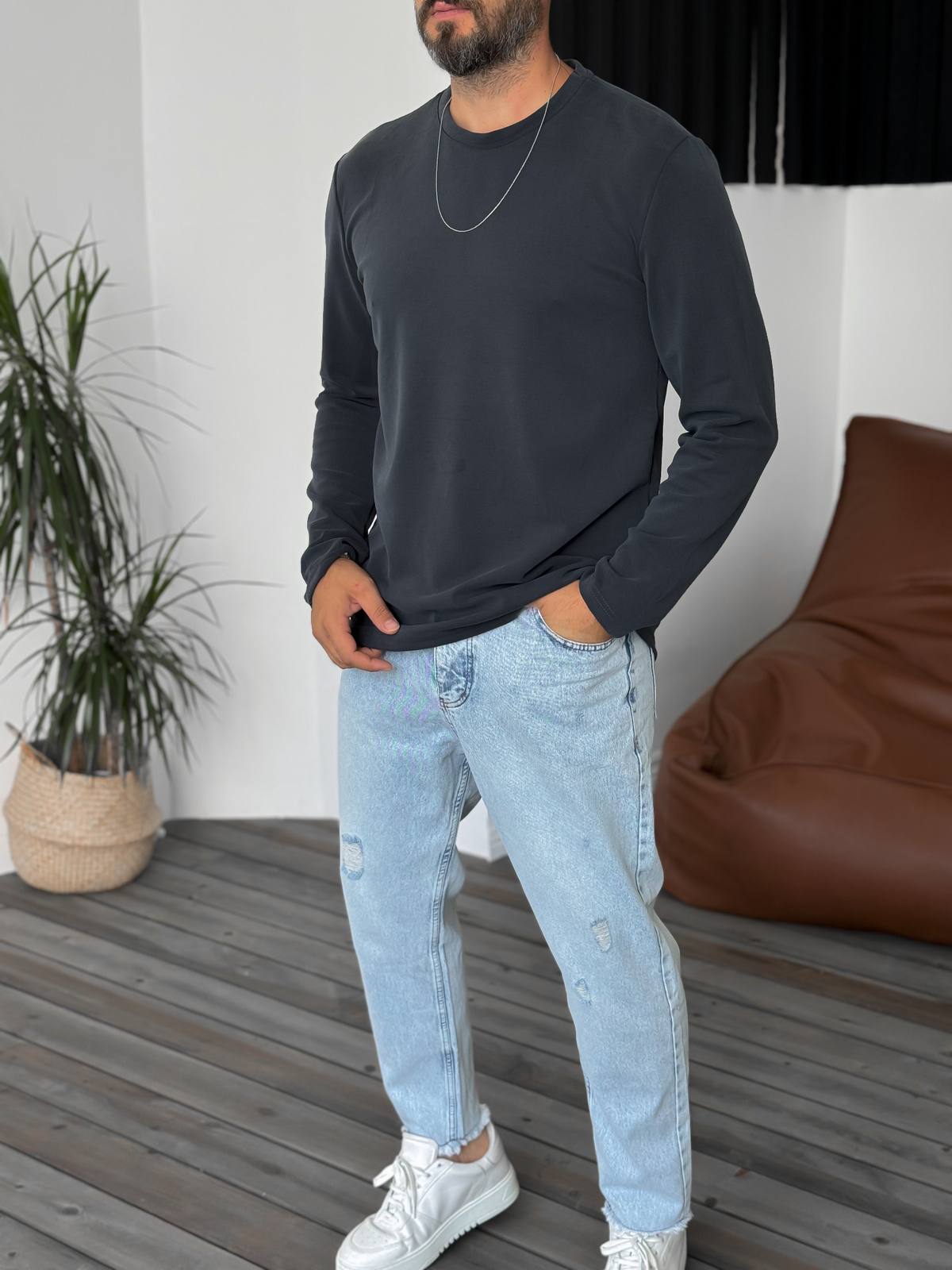 photo_2025-12-20_12-48-28 Мужской Базовый Графитовый Лонгслив