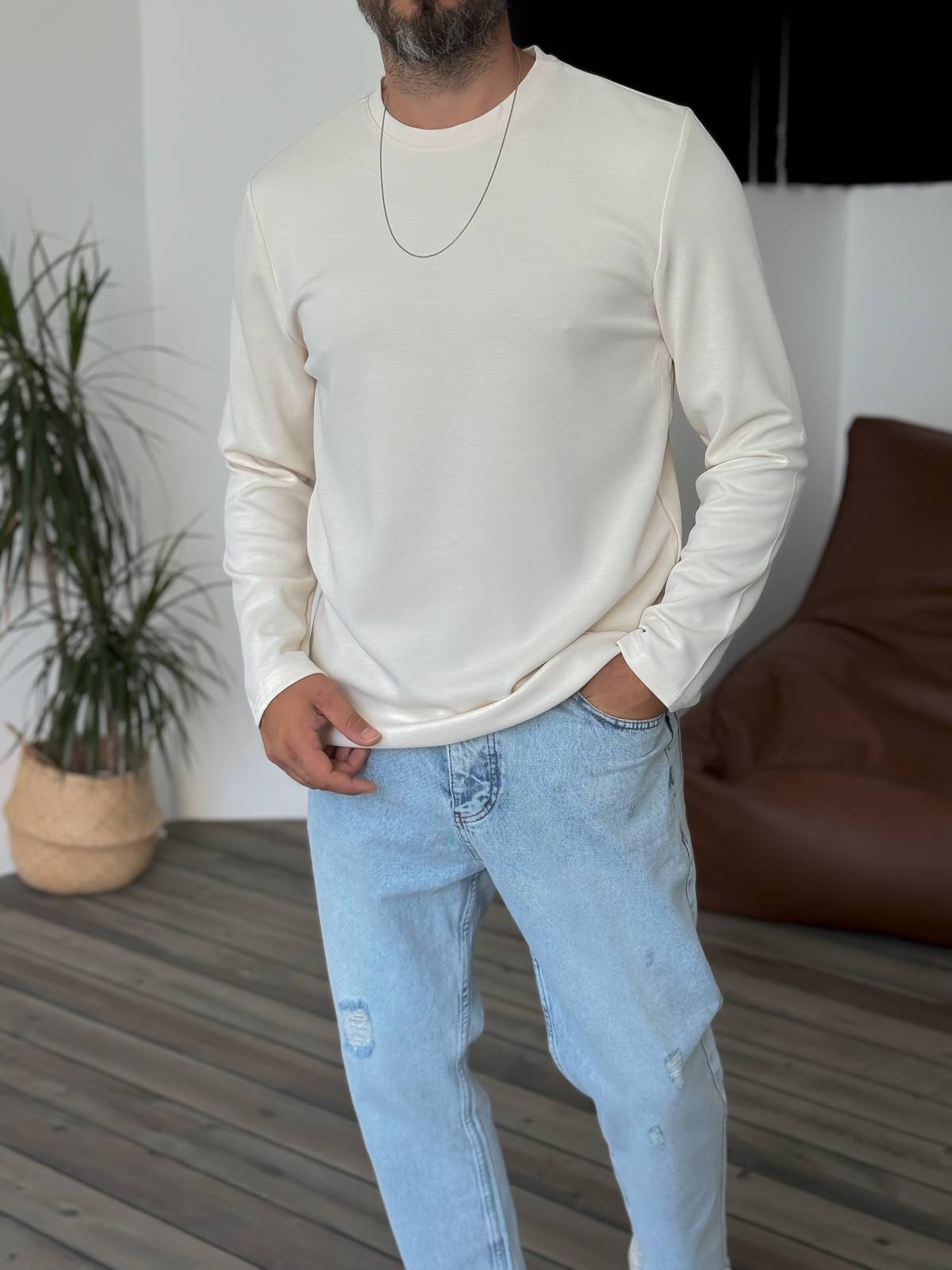 photo_2025-12-20_12-48-30 Мужской Базовый Молочный Лонгслив