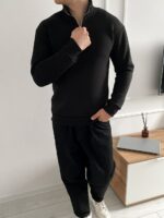 Мужская Черная Кофта Оверсайз под Горло - Утепленная с Начесом