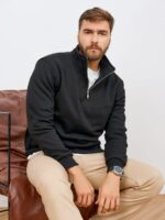 Мужская Графитовая Кофта Оверсайз под Горло - Утепленная с Начесом