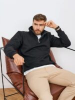 Мужская Графитовая Кофта Оверсайз под Горло - Утепленная с Начесом