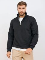 Мужская Графитовая Кофта Оверсайз под Горло - Утепленная с Начесом