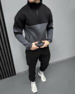 Мужской Черный Костюм с Графитовыми Вставками - Утепленный на Флисе