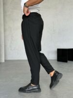 Мужские Укороченные Классические Черные Штаны Брюки - Свободные со Складками