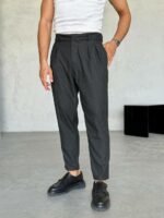 Мужские Укороченные Классические Графитовые Штаны Брюки - Свободные со Складками