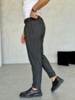Мужские Укороченные Классические Графитовые Штаны Брюки - Свободные со Складками