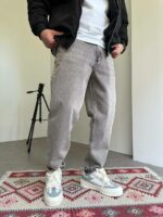 Мужские Широкие Серые Джинсы Мом с Плотного Денима