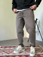 Мужские Широкие Темно-Серые Джинсы Мом с Плотного Денима