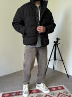 Мужские Широкие Темно-Серые Джинсы Мом с Плотного Денима