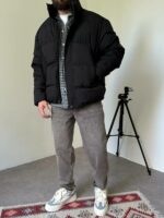 Мужские Широкие Темно-Серые Джинсы Мом с Плотного Денима