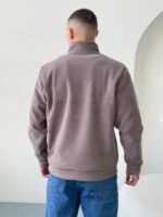 Мужская Теплая Флисовая Кофта Мокко с Высокой Горловиной на Коротком Замке