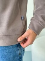 Мужская Теплая Флисовая Кофта Мокко с Высокой Горловиной на Коротком Замке